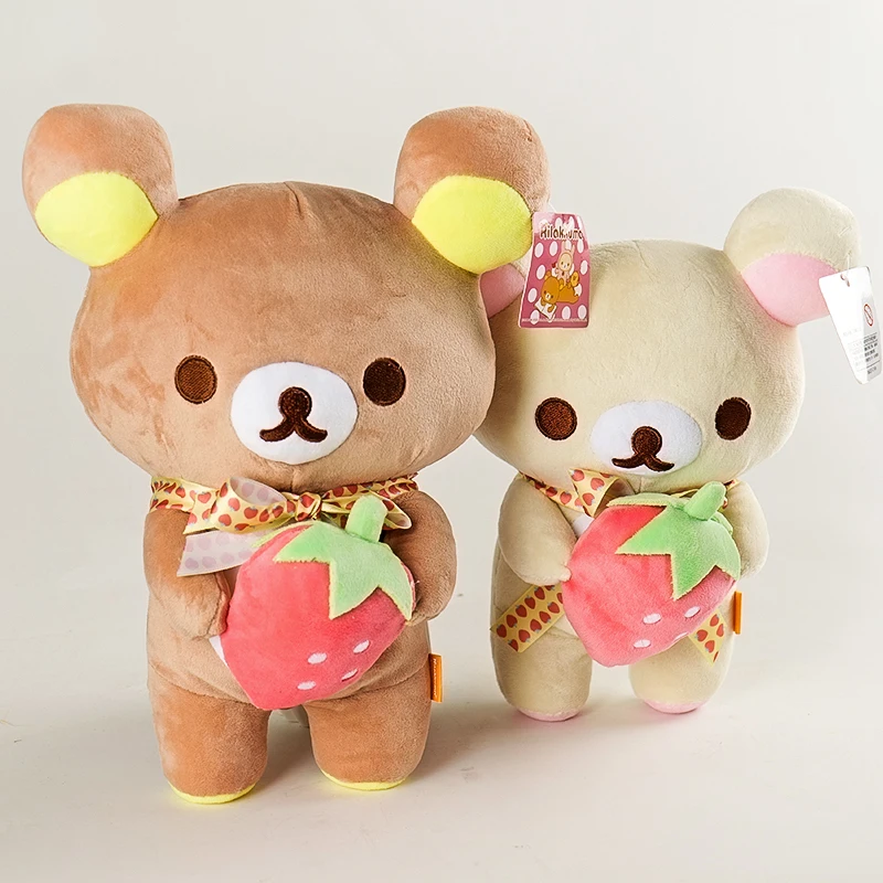 Kawaii Rilakkuma Plush Toys Cute Animal Strawberry Teddy Bear Stuffed Doll Kuma Plushies Kawaii Room Deocr Birthday Gift for Kid