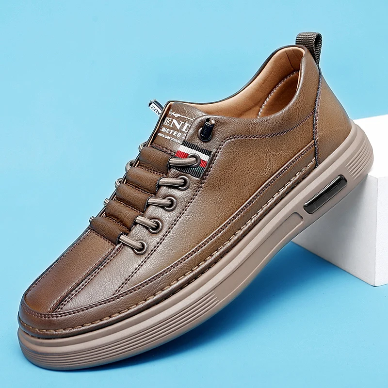 

2025 новая модель мужской повседневной кожаной обуви ручной работы, дышащая молодежная модная обувь без шнуровки из натуральной кожи