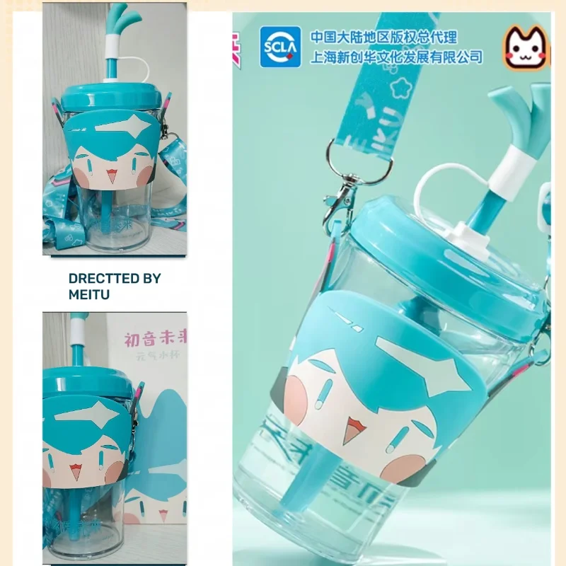 Original Hatsune Miku Straw Water Bottle Cup Portable Travel Bottles Cups Vocaloid Cartoon Creative Drinkware Kid Gift Moeyu