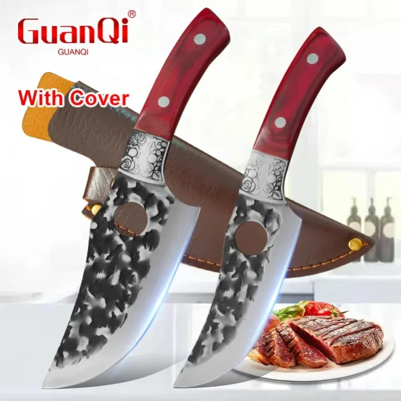 Professional Boning Knife Hand Forged Household Fruit Slicing Vegetable Cutting Kitchen Knife BBQ Knife Meat Cleaver with Cover