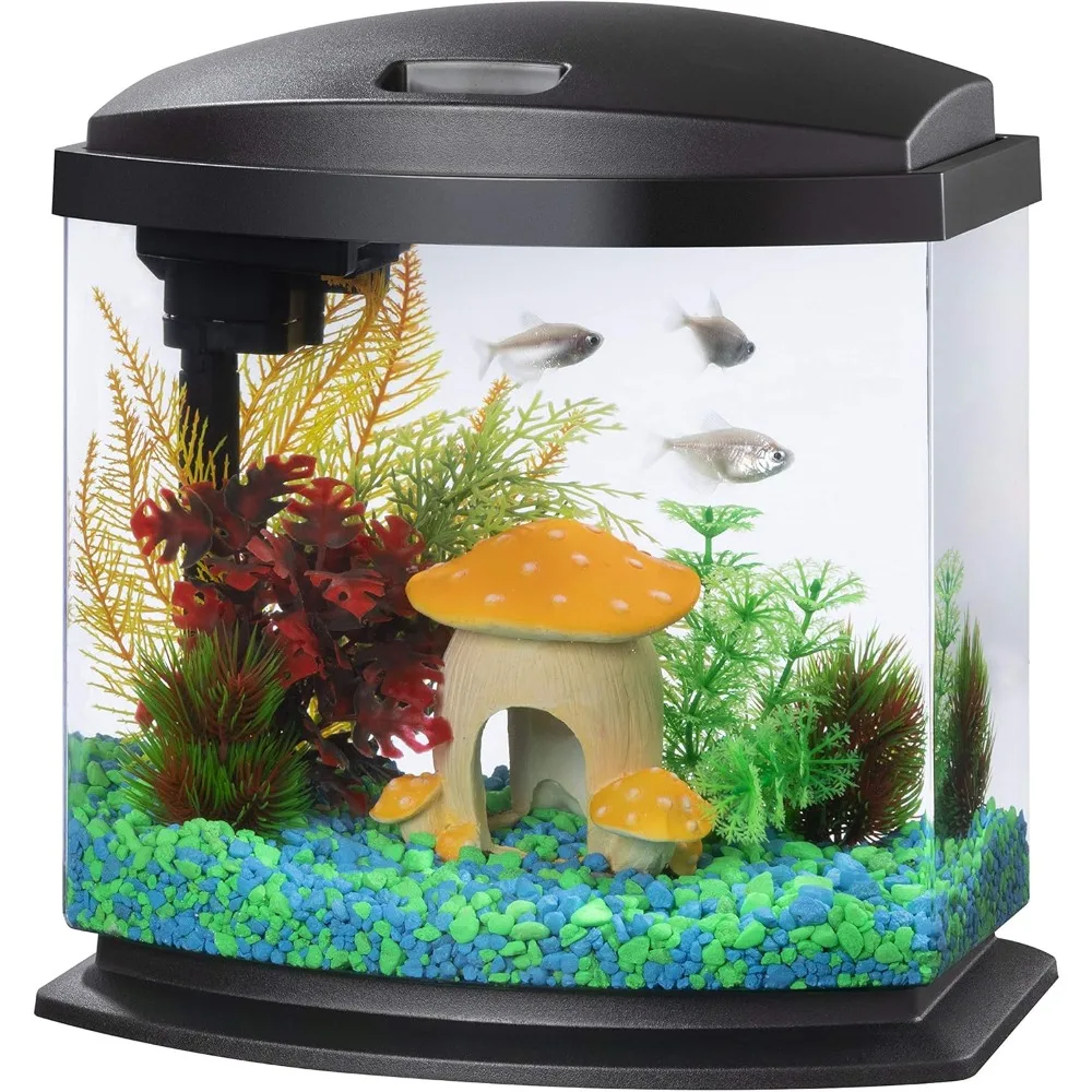 

LED MiniBow Small Aquarium Fish Tank Kit with SmartClean Technology, Black, 2.5 Gallon