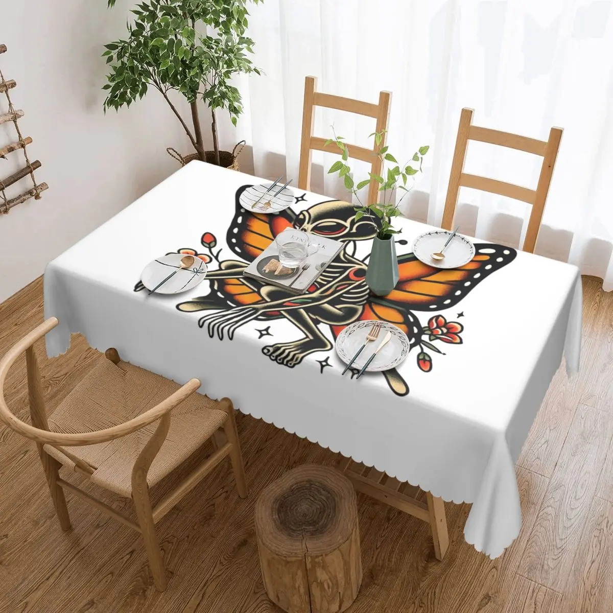 Nappe rectangulaire à motif Flash de tatouage de papillon traditionnel américain, couverture de Table imperméable pour salle à manger et événements