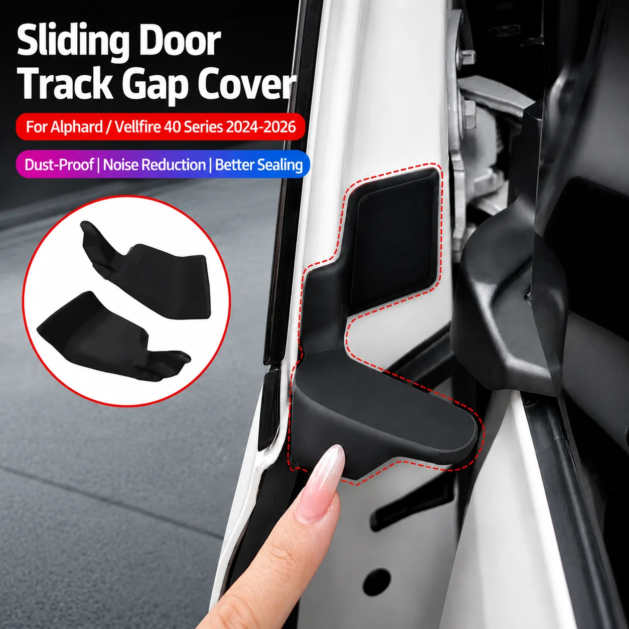 Car Sliding Door Track Gap Cover For Toyota Alphard Vellfire 40 Series Middle Door Sealing Block Dustproof Noise Reduction Trim