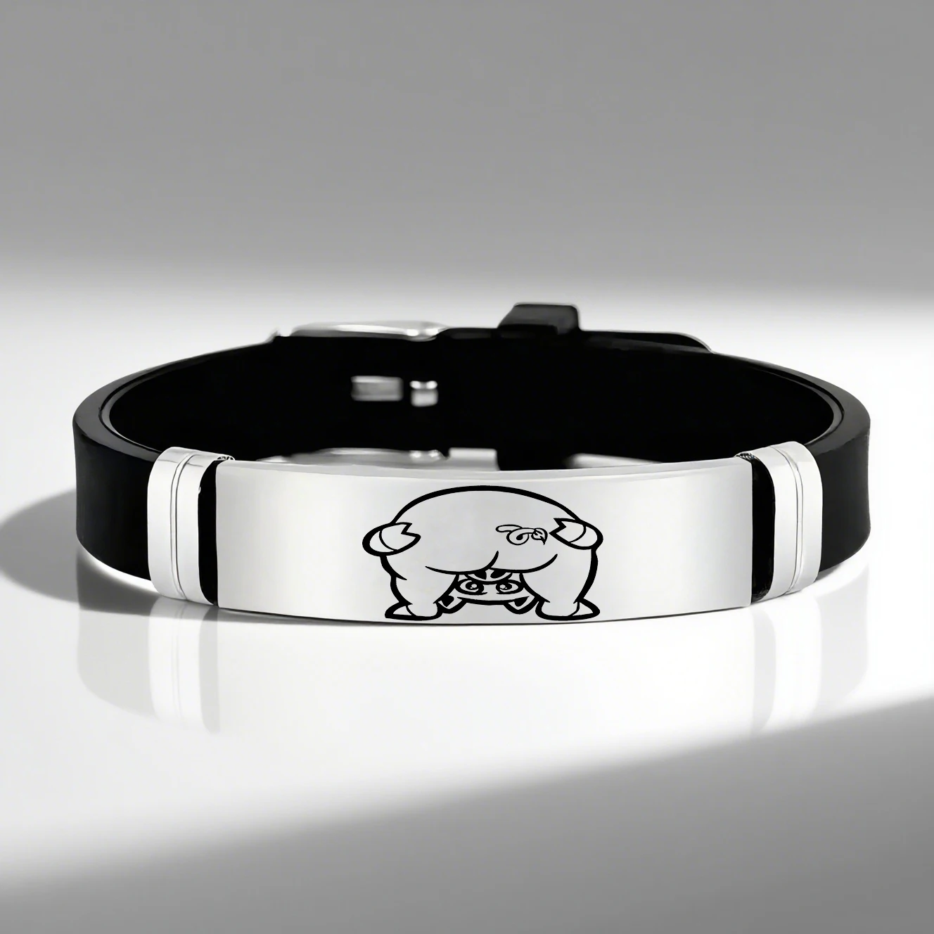 خنزير صغير ممتع ولطيف، سوار سيليكون من الفولاذ المقاوم للصدأ، للعطلات، وأعياد الميلاد، وعيد الحب لإعطاء الزوجة الصديقة