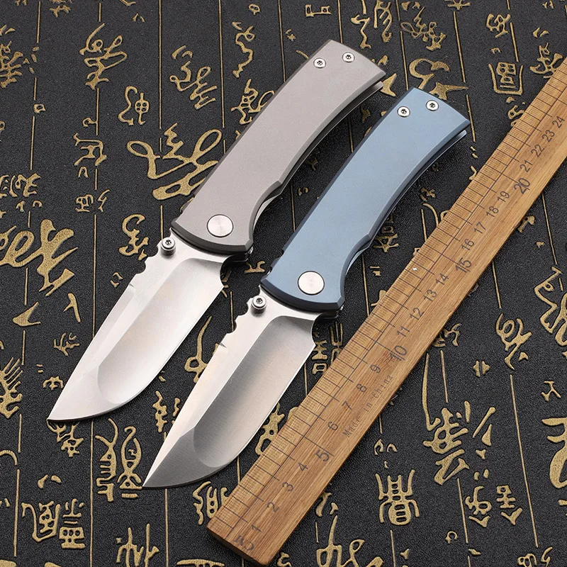 

D2 Steel Blade Folding Knife with Titanium Alloy Handle for Outdoor Camping Survival Hiking Portable Multi-Tool