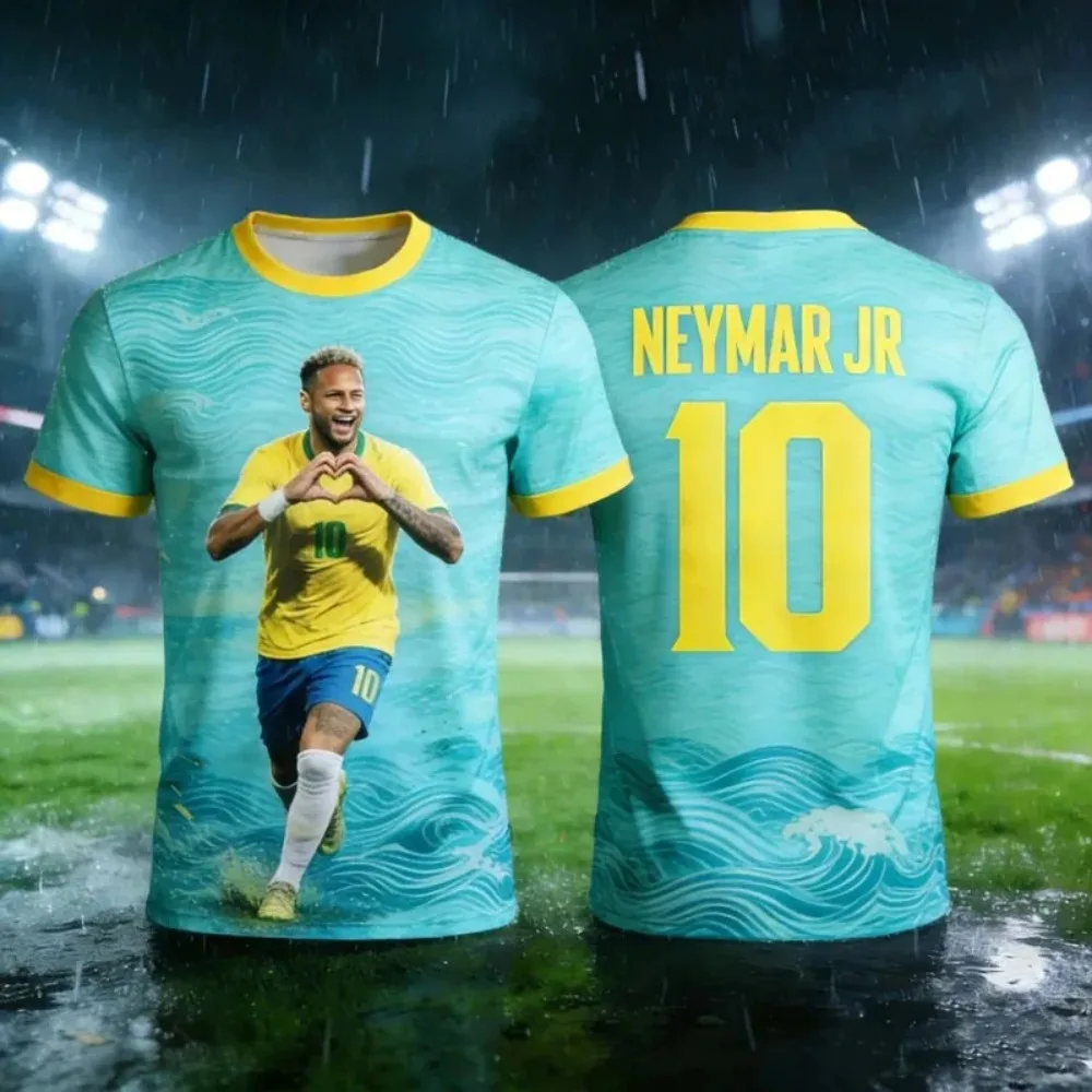 

The Fashionable Neymar Summer 3D Printed Family Sportswear Football Jersey T-shirt Is Loose Comfortable Suitable for Daily Wear