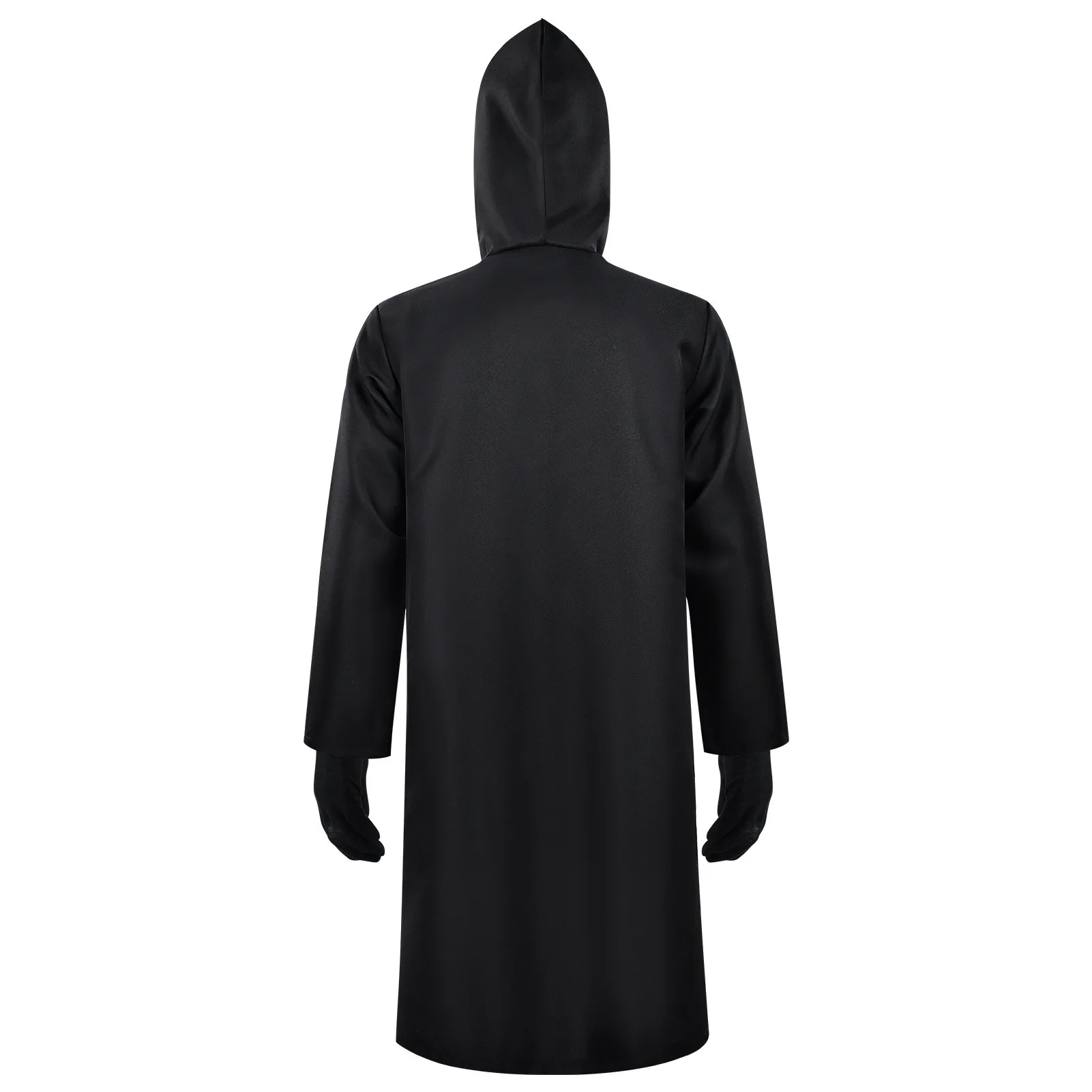Black Hooded Jacket Movie Cosplay Costume Halloween Dark Crow Mask Stage Performance Real Person Hide Killing Outfit Long Sleeve view 4