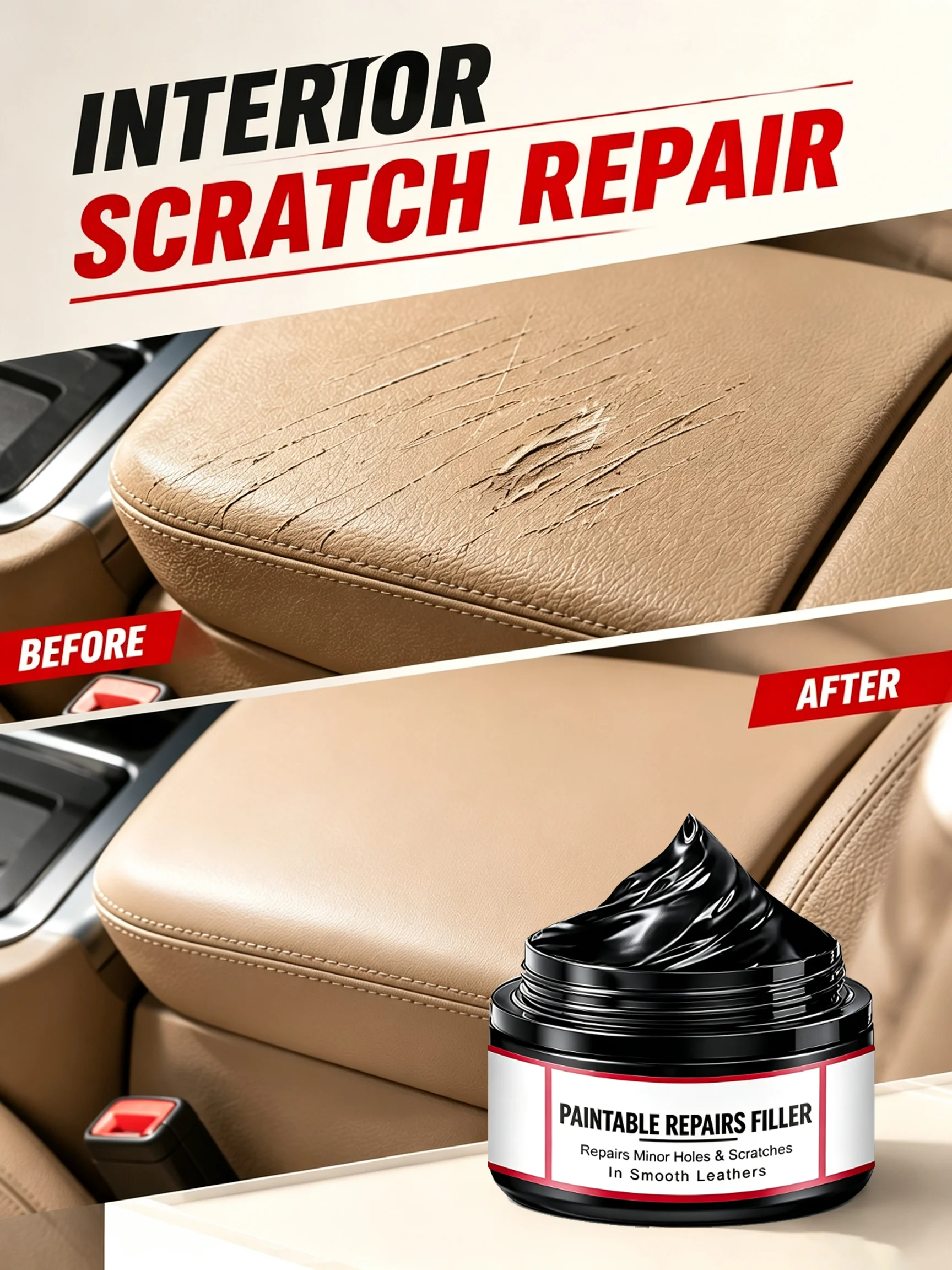 Car Interior Trim Scratch Repair Cream Plastic Door Panel Seat Scratch Filling Refurbishing Paste