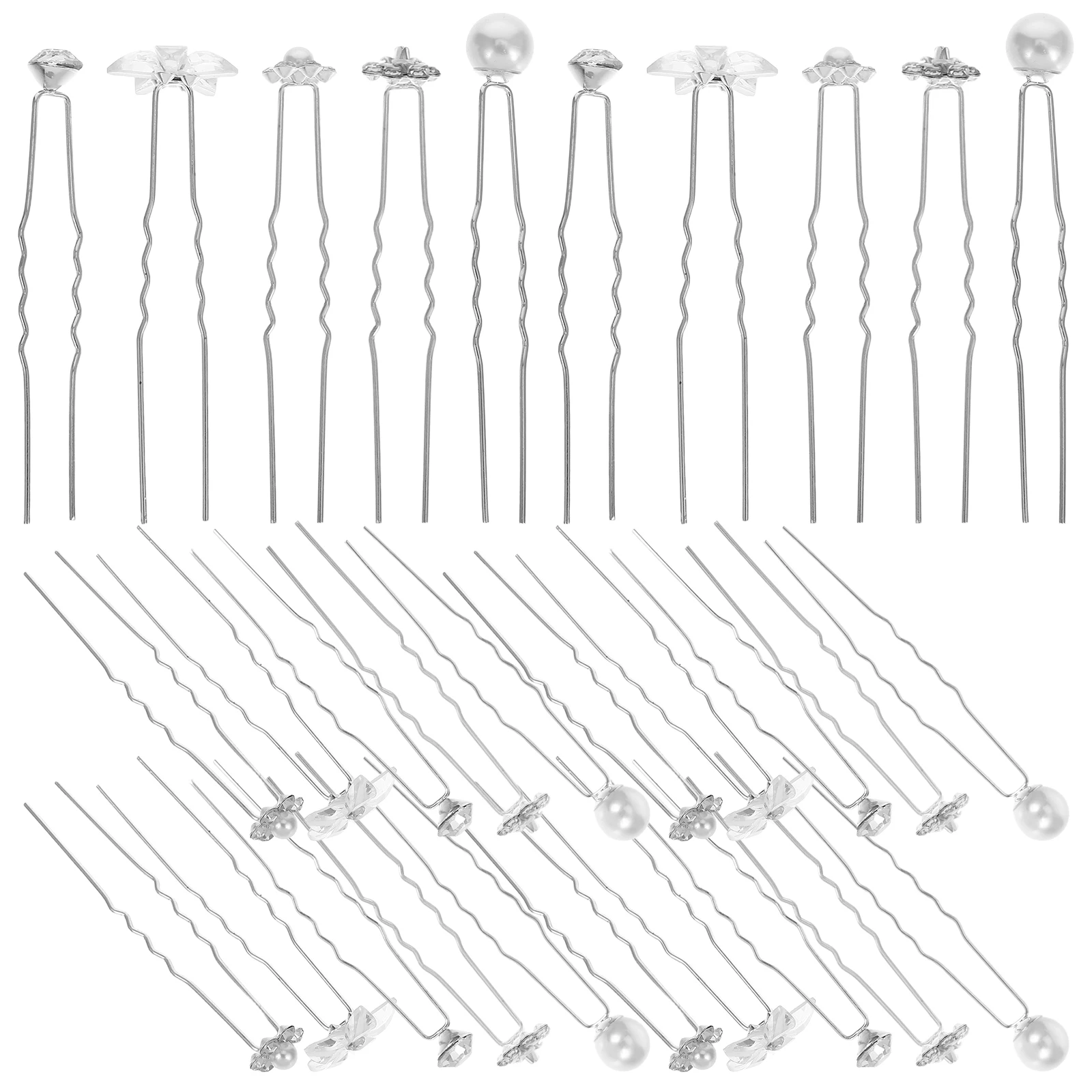 

40pcs Pearl Flower Hair Accessories Bridal Comb Rhinestone Clips U Shaped Clip Wedding Headpiece Hair Jewelry For Wedding
