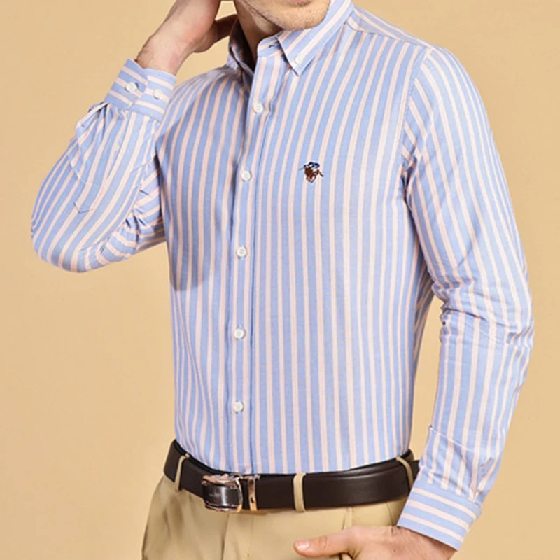 New100 % bawełna Smart Casual koszule z długim rękawem dla mężczyzn miękka Oxford business regularny krój koszula brytyjski wiatr elegancki ubrania biurowe