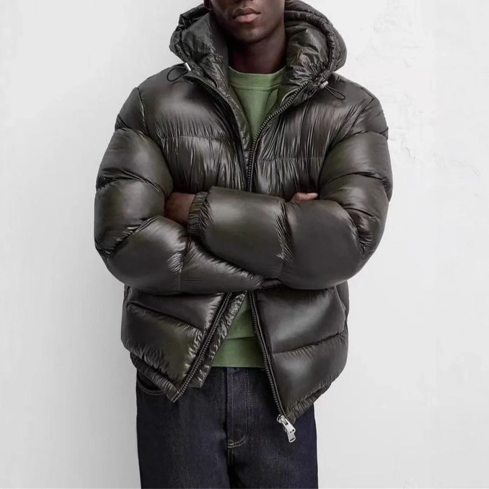 

Новая мужская куртка: утепленное зимнее пальто, повседневная однотонная куртка с капюшоном на хлопковой подкладке, свободная куртка-пуховик с карманами