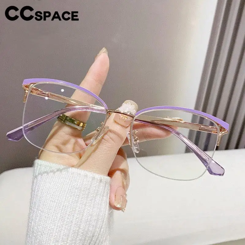 R57483 Metal Half-Frame Reading Glasses Square Casual Optical Presbyopia Eyeglasses Diopter +50+100+150+200+250+300+350