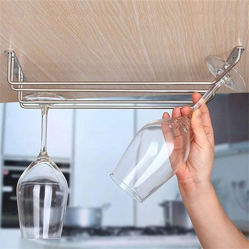 New Red Wine Glass Goblets Hanger Rack Upside Down Stemware Home Bar Pub Holder Stainless Steel Shelf Organizer Dish Rack