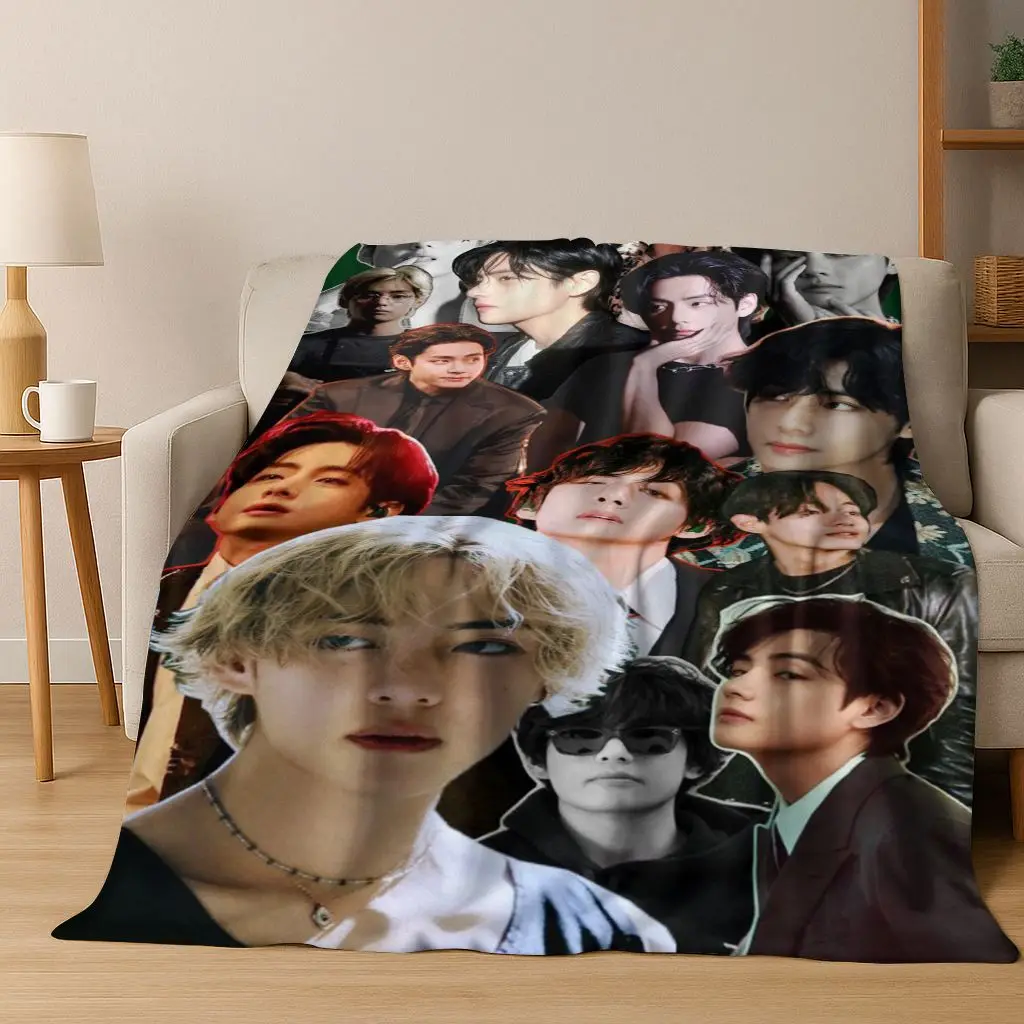 Kpop Kim Tae Hyung V Min Yoon Gi,SUGA, Agust D بطانية من الفلانيل بطانية دافئة ناعمة لغرفة النوم وغرفة المعيشة والسرير والسفر والنزهة هدية #2