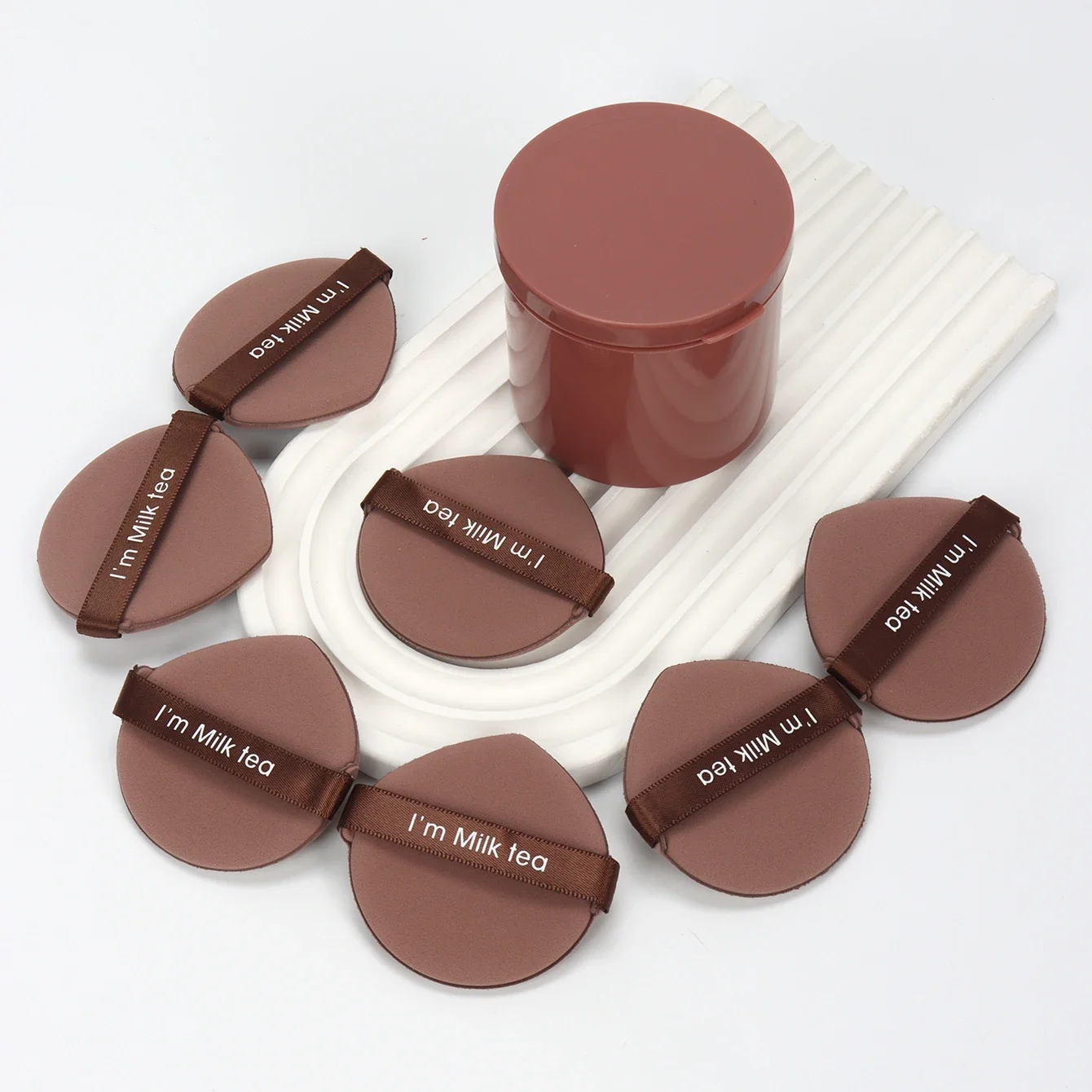 QIWU 7 pièces/boîte fraise cosmétique bouffée ensemble Double face femmes doux maquillage éponge beauté maquillage poudre outils maquillage accessoires