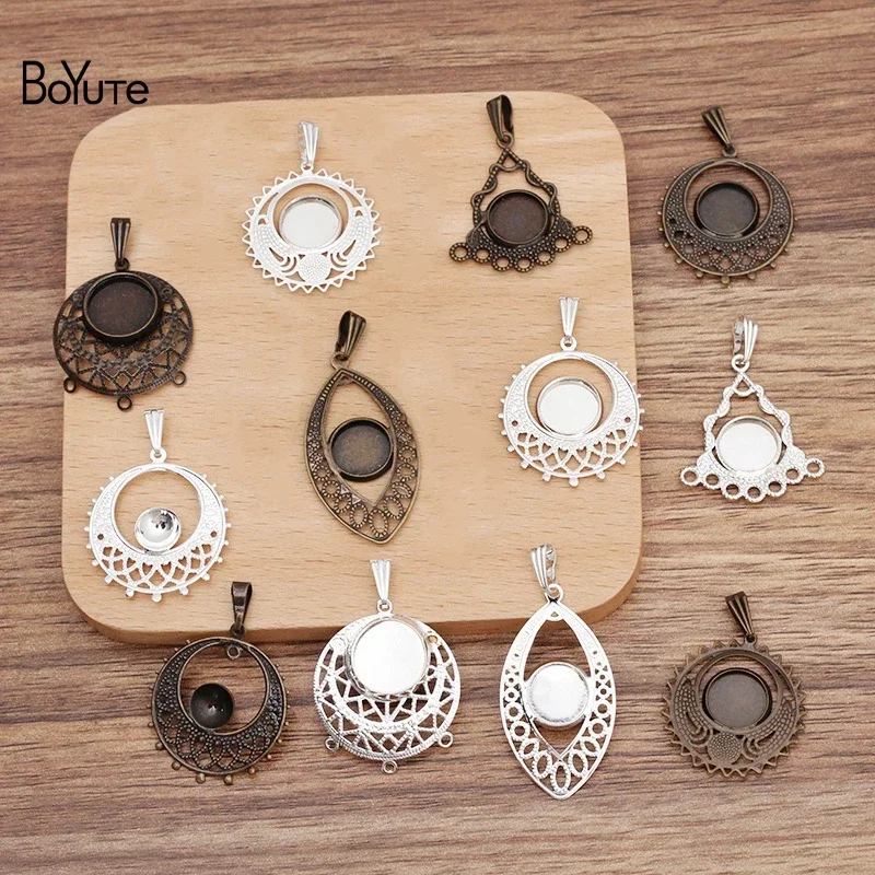 BoYuTe Custom Made (200 Pieces/Lot) Fit 8-10-12MM Cabochon Pendant Blank Tray Base Diy Handmade Jewelry Materials