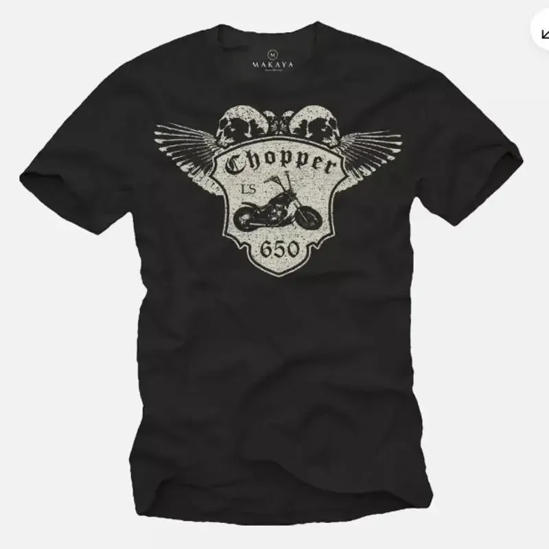 Biker Skull Mens T Shirt With Custom Ls 650 Chopper Men'S Motorcycle