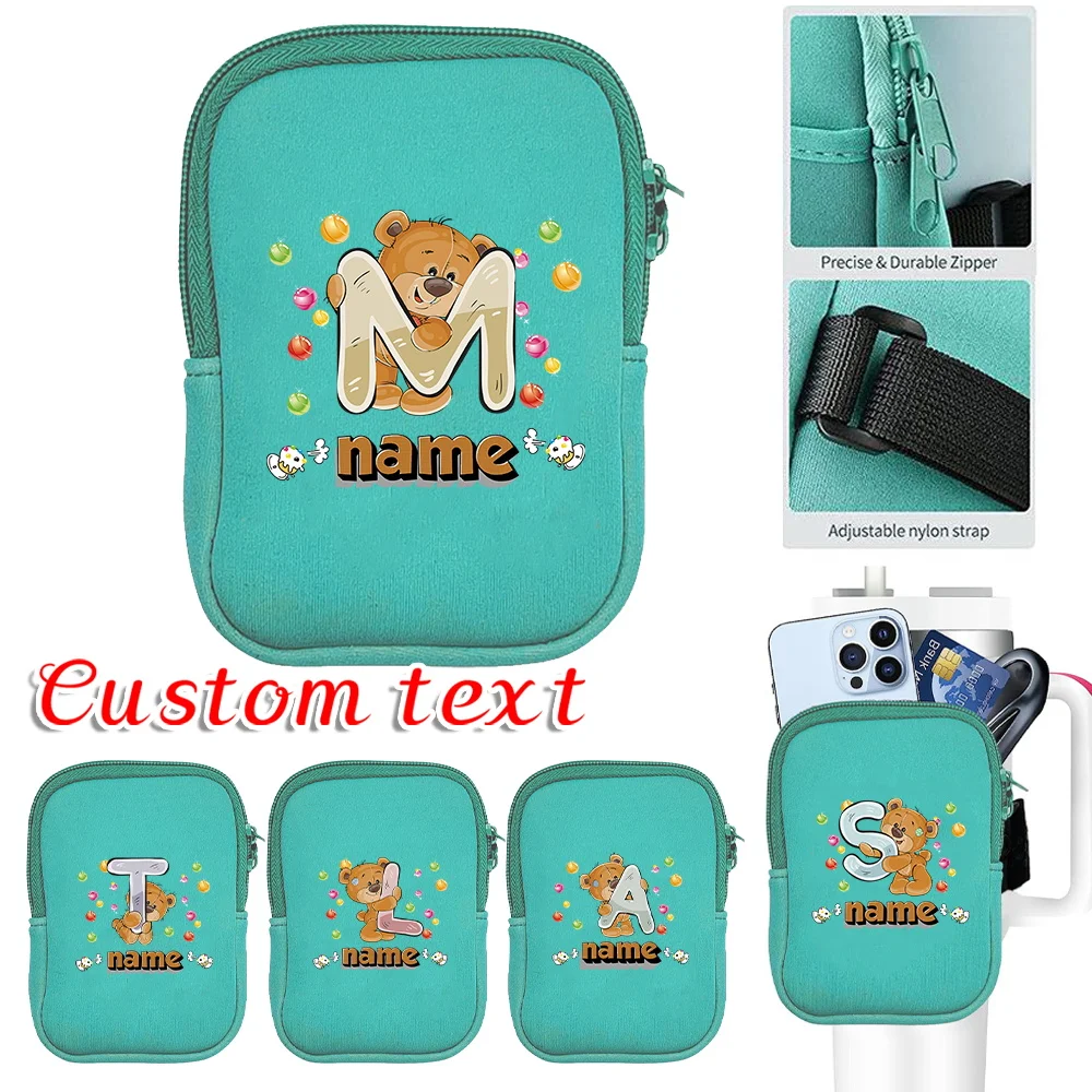 

Custom Name Stanley Cup Water Bottle Bag Multi Functional Green Water Bottle Bag Card Key Wallet Earphone Bag