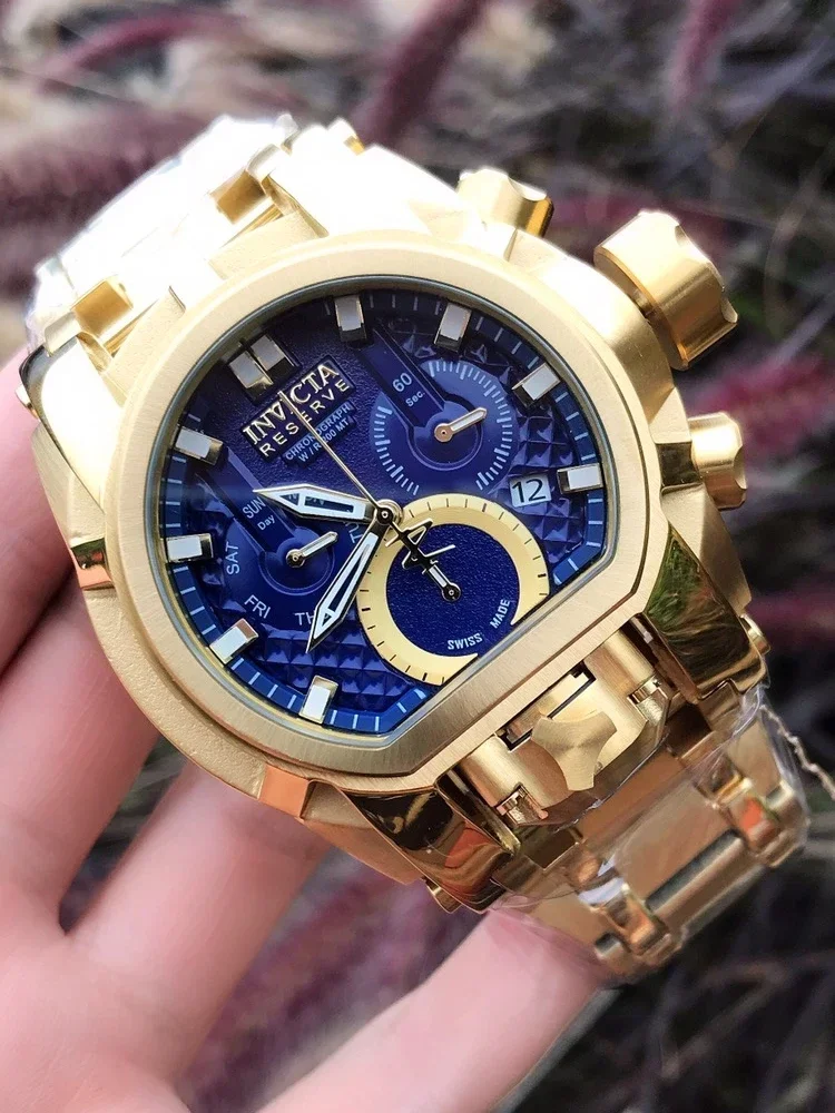 Reloj cronógrafo de cuarzo de acero inoxidable: diámetro de la esfera: 52 mm