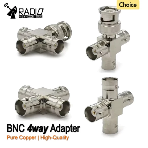 1 Uds Q9 BNC a BNC conector macho hembra 4 vías adaptador divisor de cuatro tipos adaptador Coaxial RF para CCTV latón entrega rápida