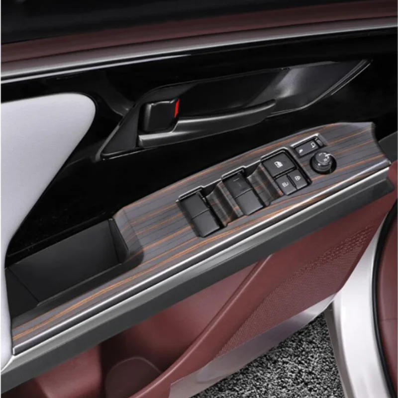 For Toyota Bz4x 2022 2023 2024Carbon Fiber Car Inside Door Window Lift Switch Button Panel Cover Trim Interior Accessories