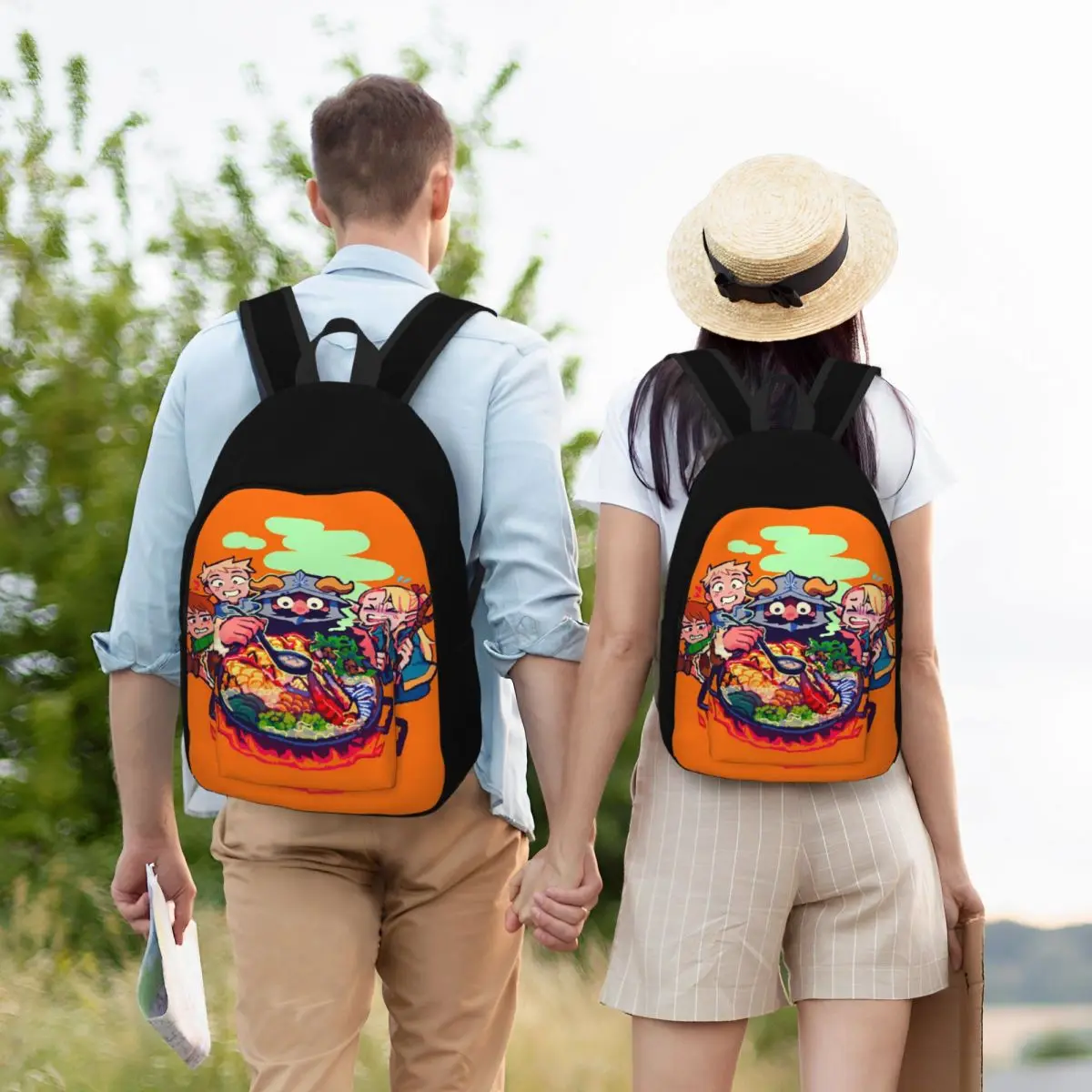 Delizioso In Dungeon Meshi Anime Cartoon Food zaino per adolescenti Outdoor Student Work Daypack per uomo donna College Canvas Bags