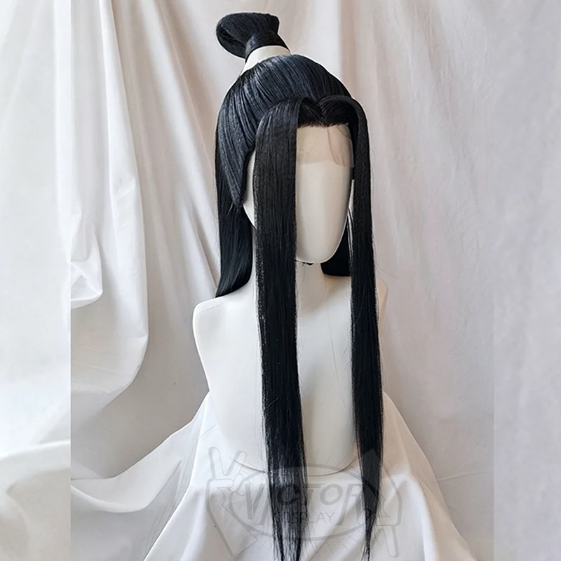 Lan Wangji Cosplay Wig Grandmaster Of Demonic Cultivation MDZS Wei Wuxian Black Long Ponytail Hairstyle Customized wigs Props view 3