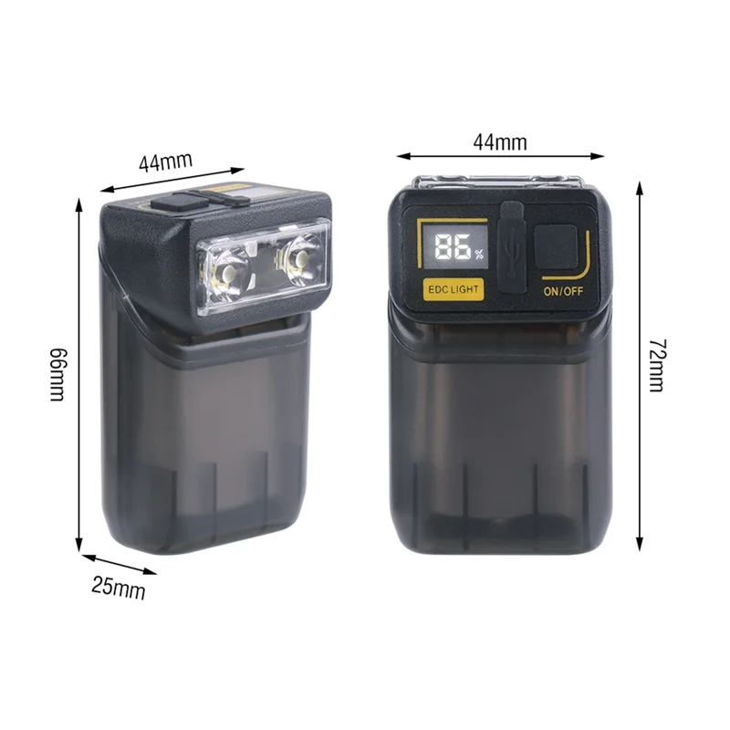 ไฟฉาย LED แบบหมุนได้ A44Z-2PCS 380LM พกพาสะดวก แบบพวงกุญแจ ชาร์จไฟได้ผ่านพอร์ต Type-C เหมาะสำหรับงานกลางแจ้ง พร้อมหน้าจอแสดงพลังงาน