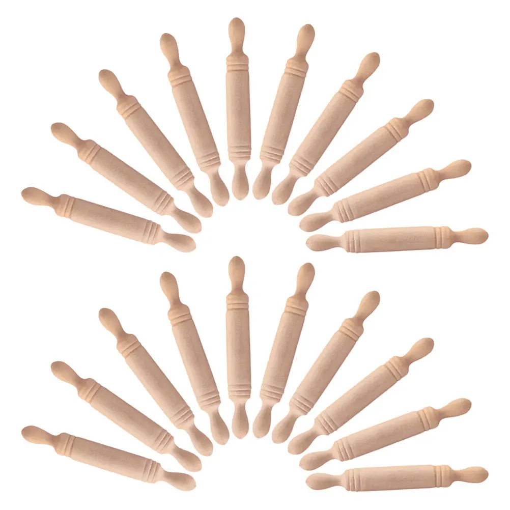 

50Pcs Mini Wooden Rolling Pins Realistic Small Wooden Rolling Sticks for Dollhouse Kitchen Decor Craft Photography Props