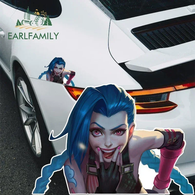 EARLFAMILY 13cm Jinx League of Legends Arcane Video Game Car Stickers Graphics Creative Decal Bumper Windows RV Laptop Car Lable