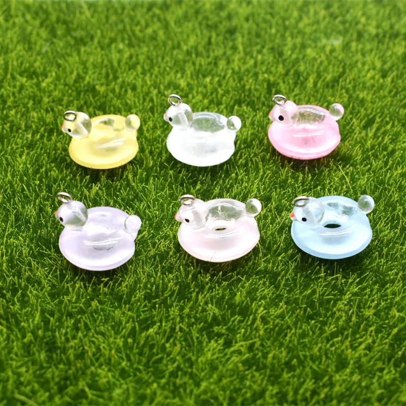 10pcs 17*21mm Simulation 3D Swimming Circle Ducks Charms For Pendant DIY Earrings Necklace Jewelry Accessories Finding