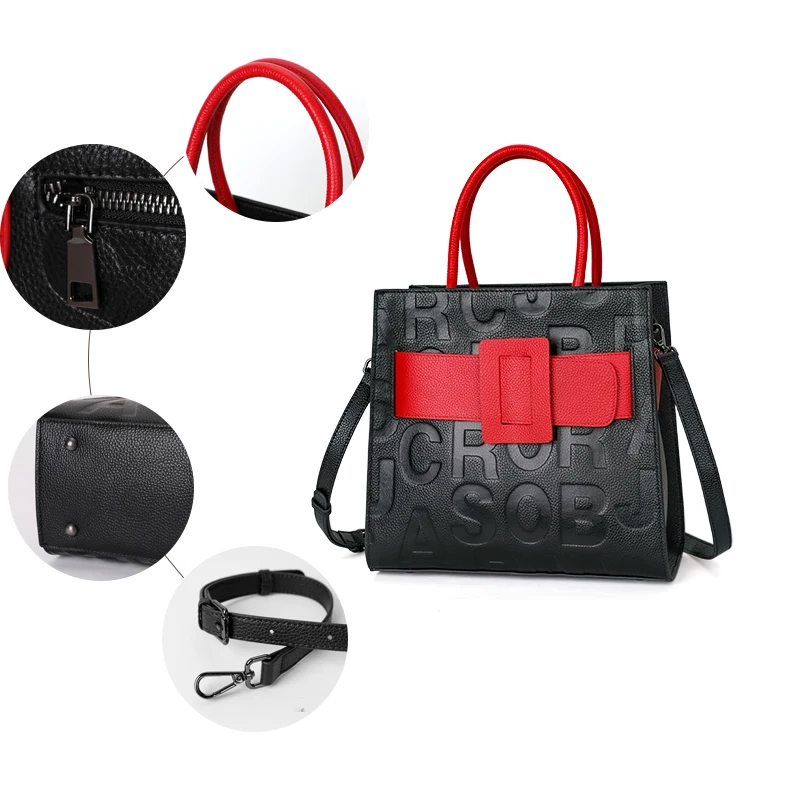 Aidrani new high-capacity genuine leather handbag fashion letter printing design luxury brands cowhide square bag