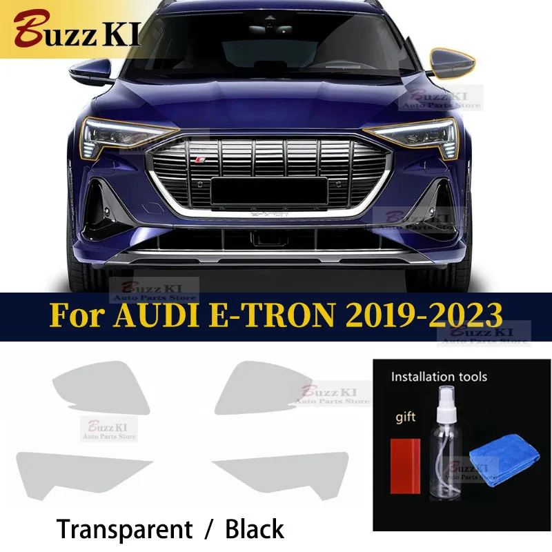 

For AUDI E-TRON 2019-2023 Headlight Rearview Film TPU Paint Protection Film Pre-cut Anti-scratch Resistant Transparent Black