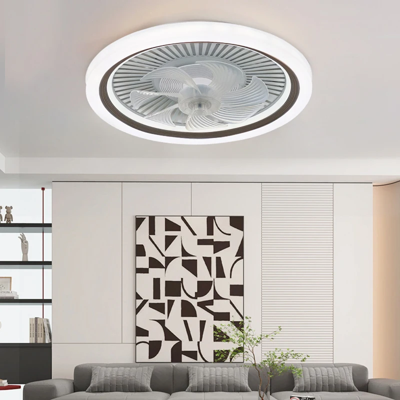 Luz de ventilador de techo de estilo nórdico, sala de Estar, comedor, dormitorio, luz de techo Circular LED de ahorro de energía con ventilador,