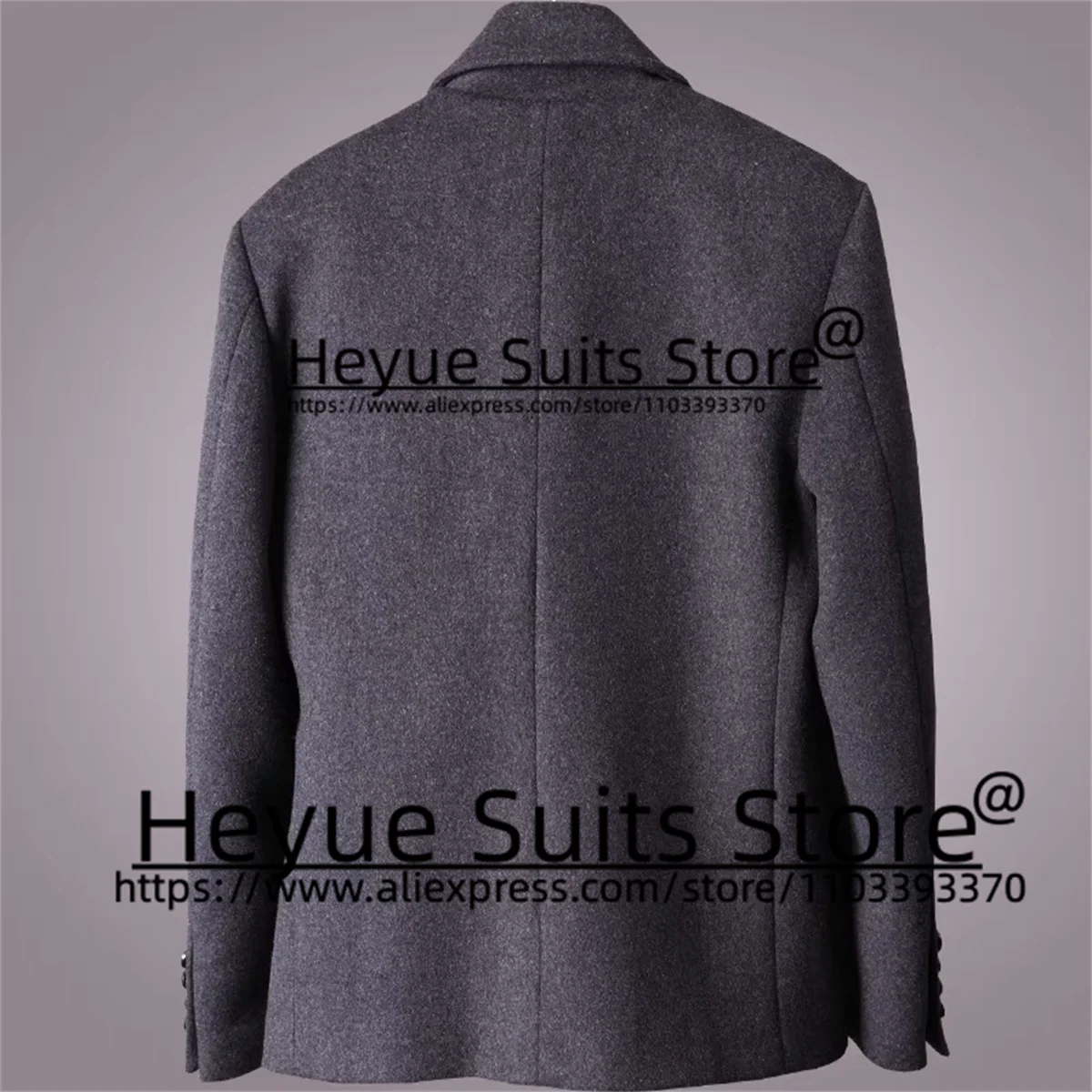 Classic Gray Wool Men Suits Slim Fit Stand Collar Groom Wedding Tuxedos Prom 2 Pieces Sets Business Male Blazer trajes de hombre