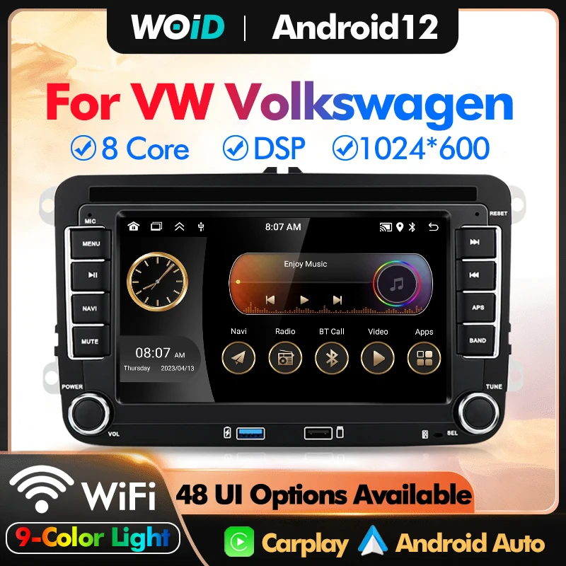 7 Inch Car Radio Multimedia Player For VW Volkswagen Golf 5 6/Polo 6R Android 11 Carplay GPS BT Head Unit Wifi DSP 2 Din Video 