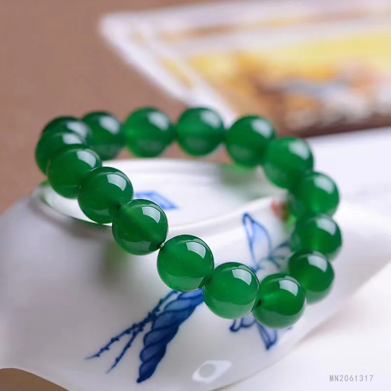 

Natural Green Chalcedony Bracelet Agate Bracelet Crystal Gemstone Bracelet