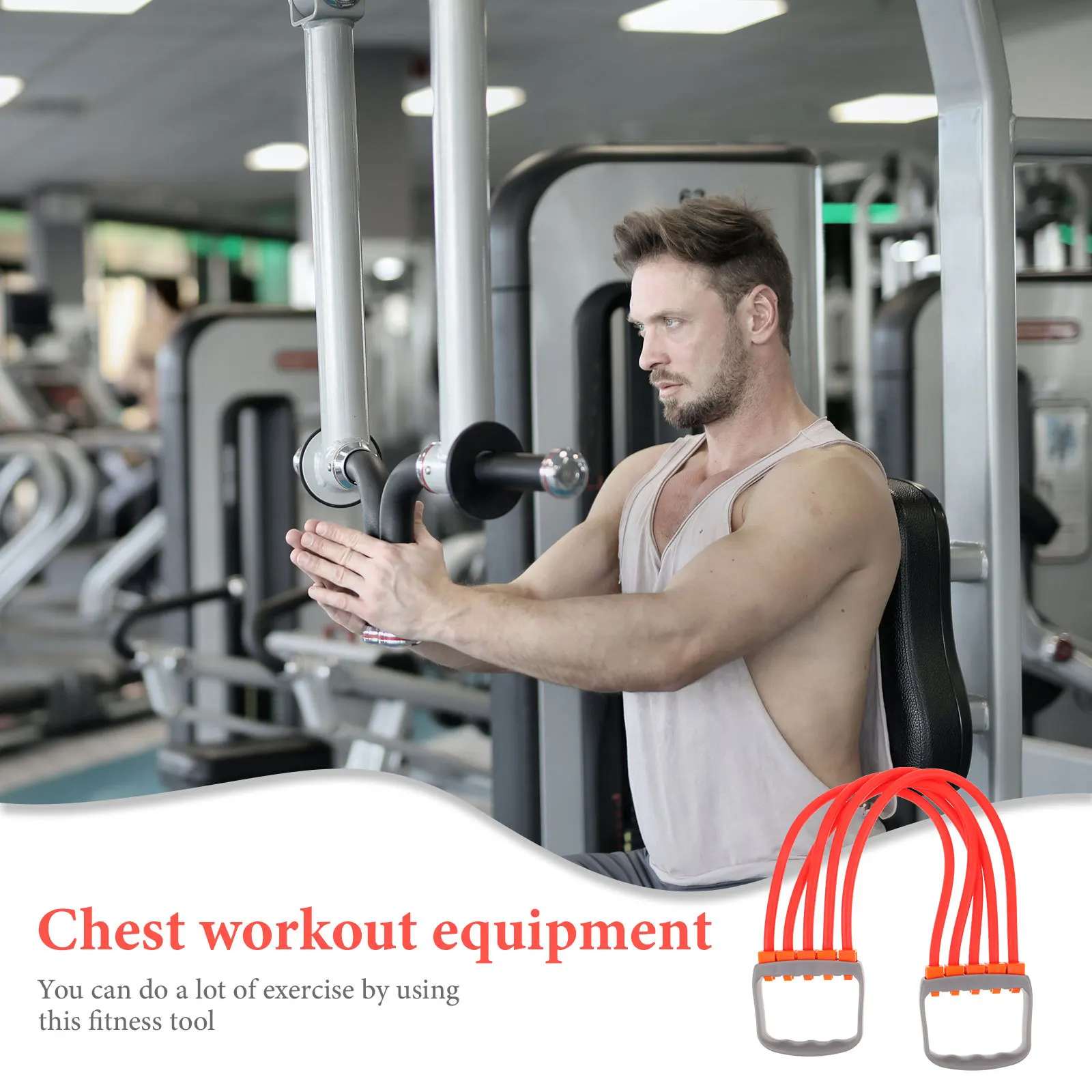 

PVC Durable Fitness Rope Chest Expander Non-Slip Handle Portable Exercise Tool for Home Gym Workout Resistance Band Pulling Down