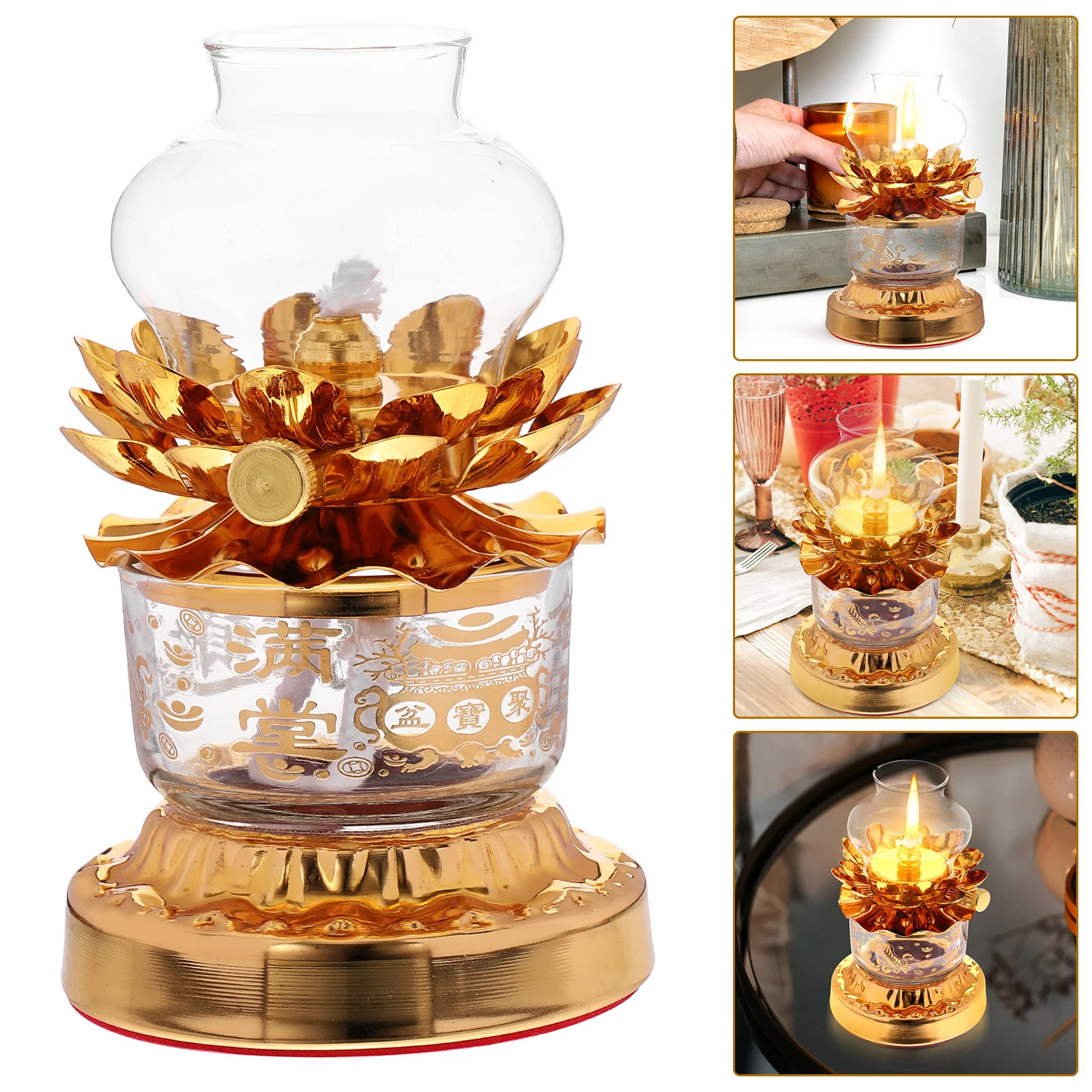 

Small Vintage Oil Lamp Creative Alloy Design Buddha Offering Butter Lamp Temple Home Worship Decoration Windproof Liquid Dimming