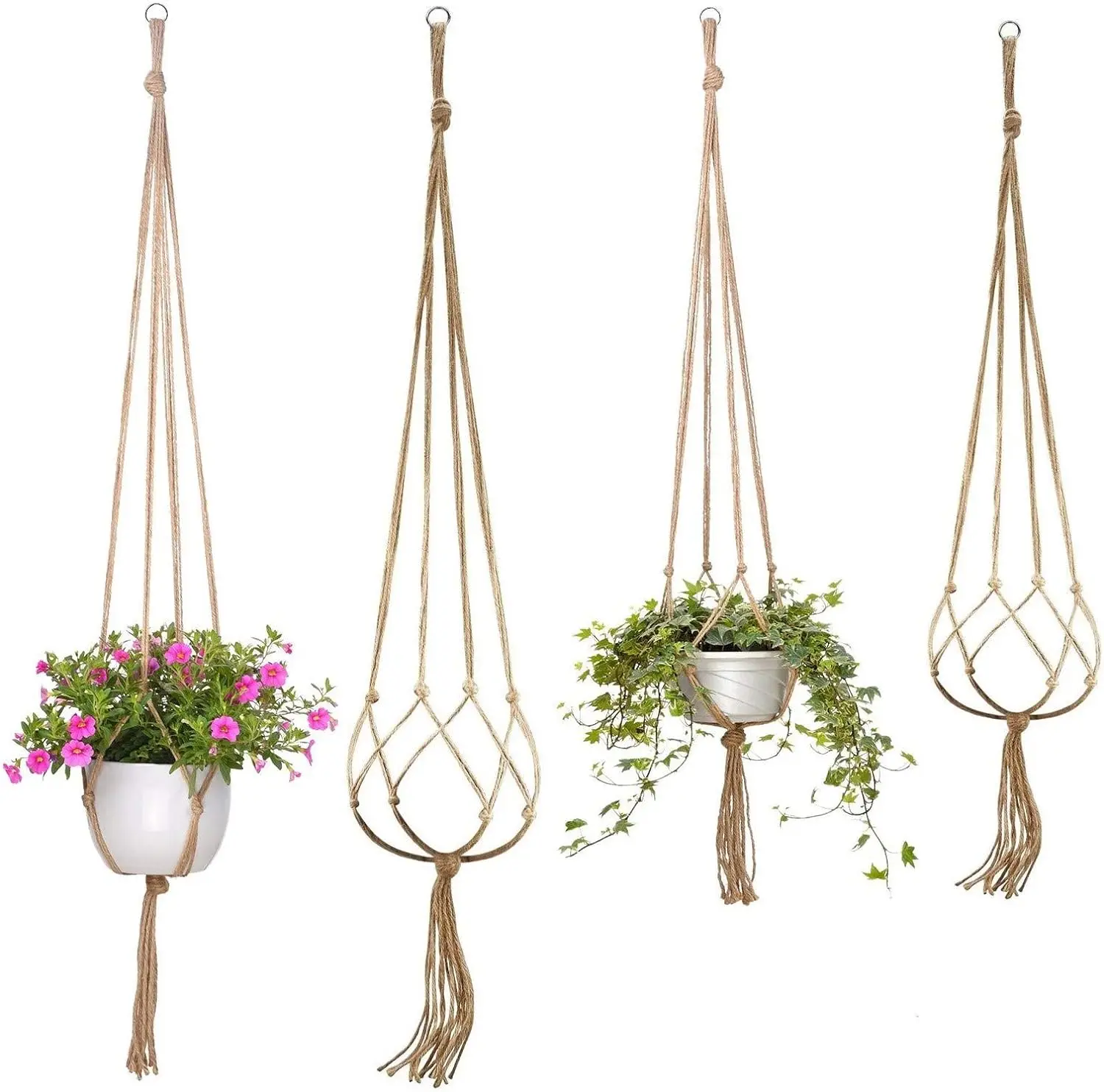 1/2/3pcs Flower Pot Hemp Rope Hanging Net Straw Macrame Plant Hanger Garden Holder Legs Hanging Rope Basket Balcony Decor