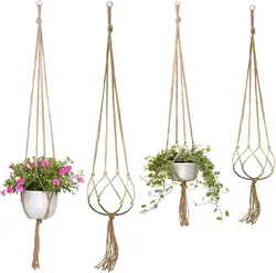 1/2/3pcs Flower Pot Hemp Rope Hanging Net Straw Macrame Plant Hanger Garden Holder Legs Hanging Rope Basket Balcony Decor