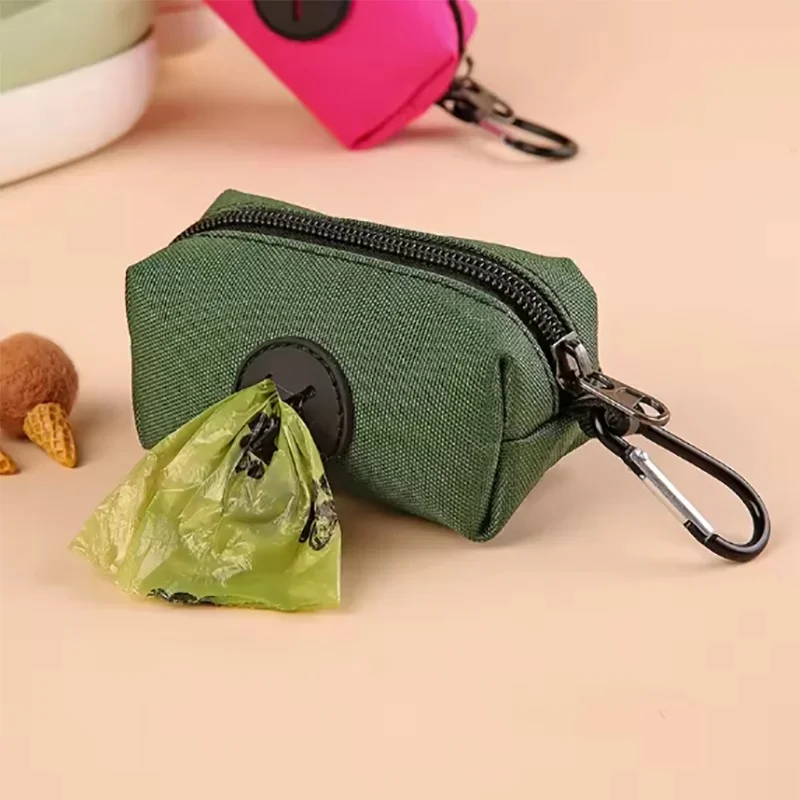 Hot Canvas Dog Poop Bag Holder, Outdoor Pet Waste Bag Dispenser with Carabiner Clip, Animal Waste Collection Pouch
