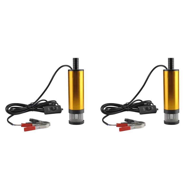 

2X Car Electric Fuel Pump DC 12V 51Mm For Automatic Pumping Water Submersible 12L/Min Fuel Transfer Pump Aluminum