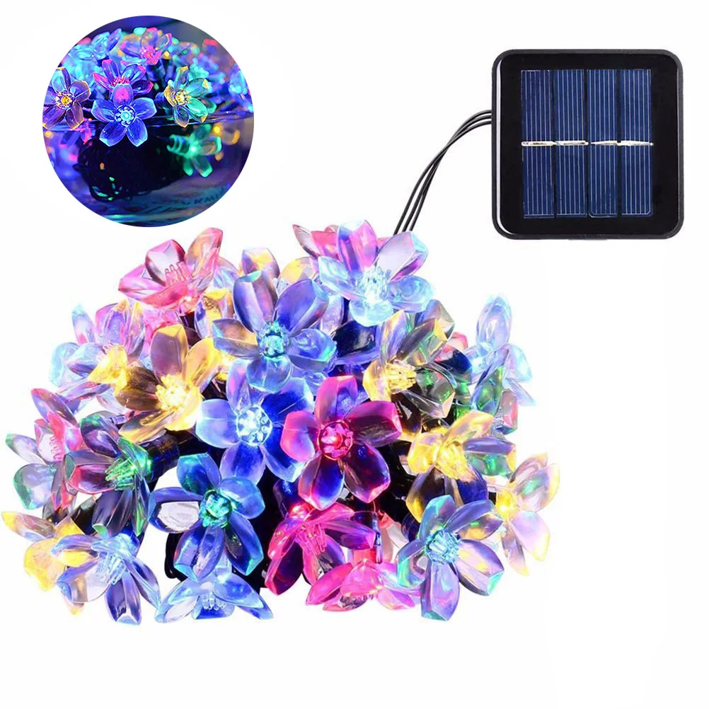 20 المصابيح سلسلة أضواء الشمسية 5 متر مقاوم للماء أضواء الجنية في الهواء الطلق لحديقة الطرف الديكور الملونة زهرة تصميم LED مصباح #2