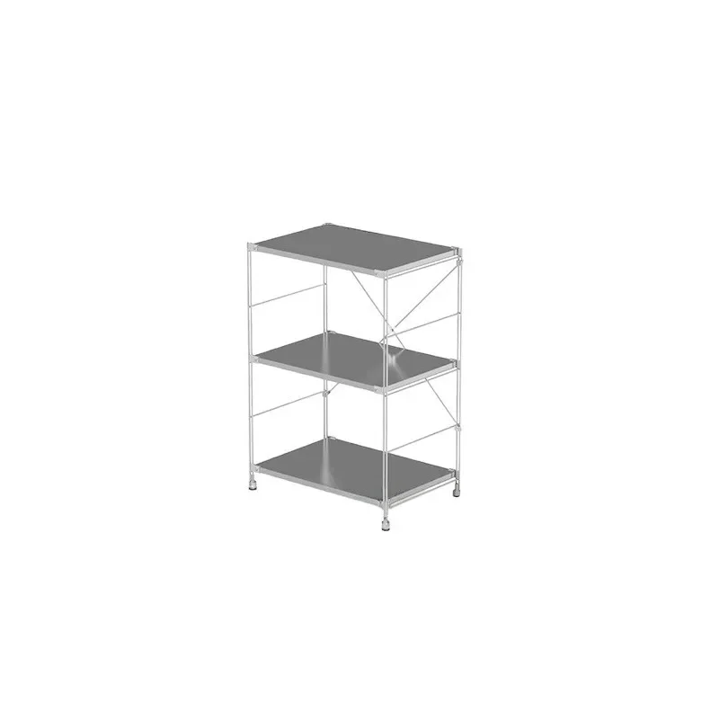 Japanese Style Stainless Steel Corner Shelf Multi Tier Floor Standing Rack for Kitchen Air Fryer Microwave Oven Storage