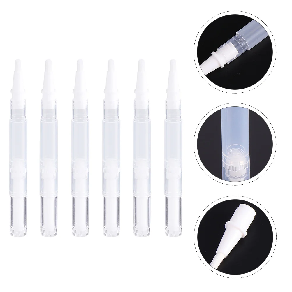 6 Pcs Eyelash Growth Serum Tube Travel Nail Polish Pen Lip Gloss with Brush Tip Take Away Empty Containers Plastic