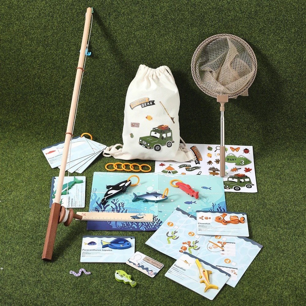 Baby Fishing Toy Set Simulation Fishing Scene Toy Simulated Shalbyi Mahi Fishing Rod Fish Cognitive Collection Cards Kid‘s Gift