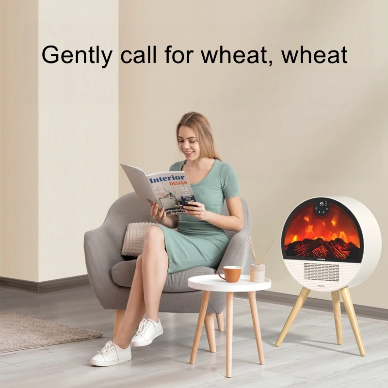 Heater with Realistic Flame Simulation, Smart Voice-Controlled Home Fireplace, Winter Heater, Electric Fan Heater