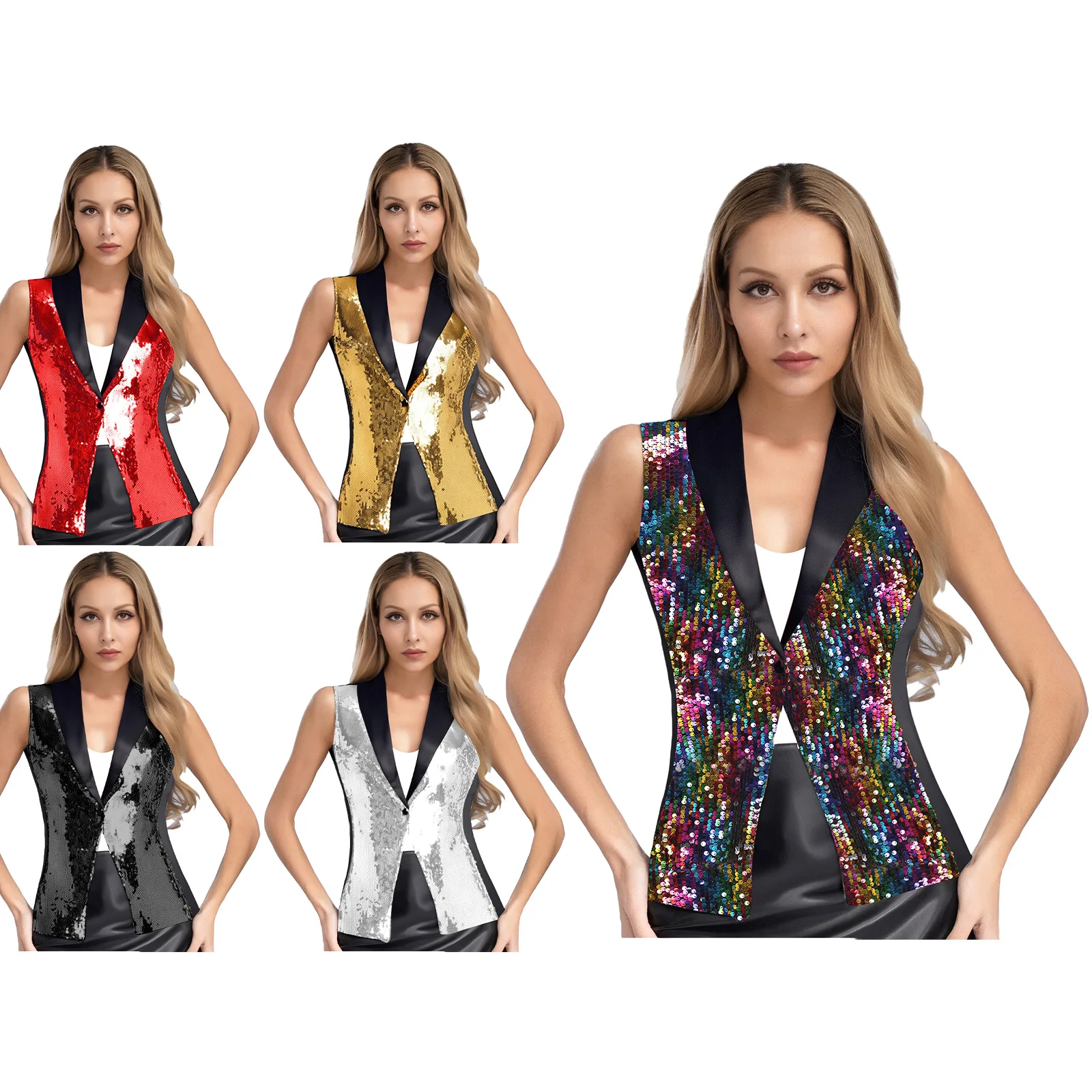 Женский жилет с блестками, блестящие топы с v-образным вырезом, костюм без рукавов, жилет с блестками, музыкальный фестиваль, танцевальный диско-костюм