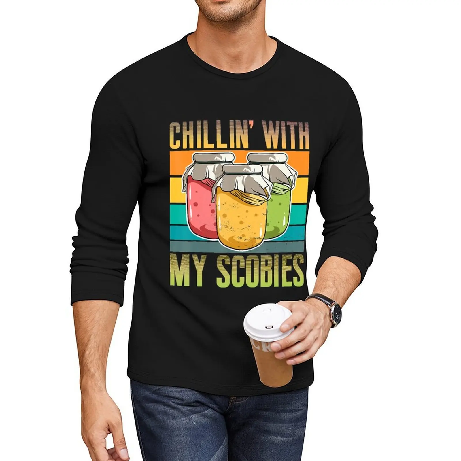 Chillin_With My Scobies Lover Scoby Pun divertida Kombucha Camiseta larga camisetas personalizadas camisetas de talla grande camiseta para hombres